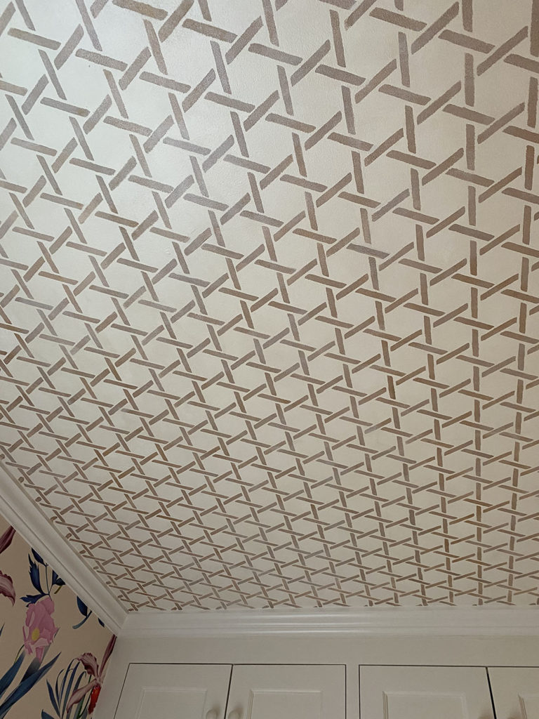 pearl gold stenciled ceiling