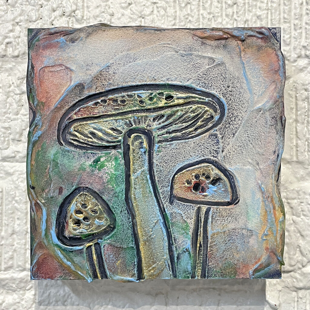 Cheery One mixed media mushroom painting
