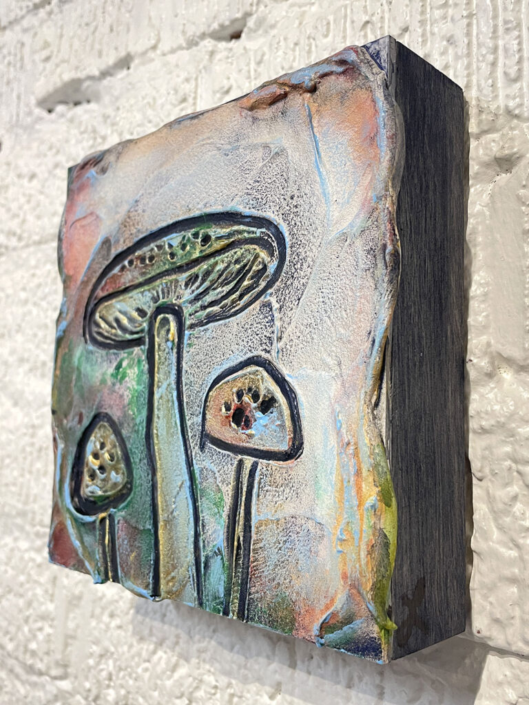 Cheery One mixed media mushroom painting