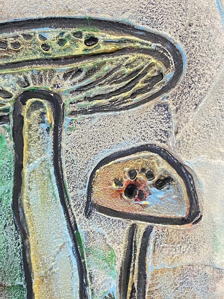 Cheery One mixed media mushroom painting