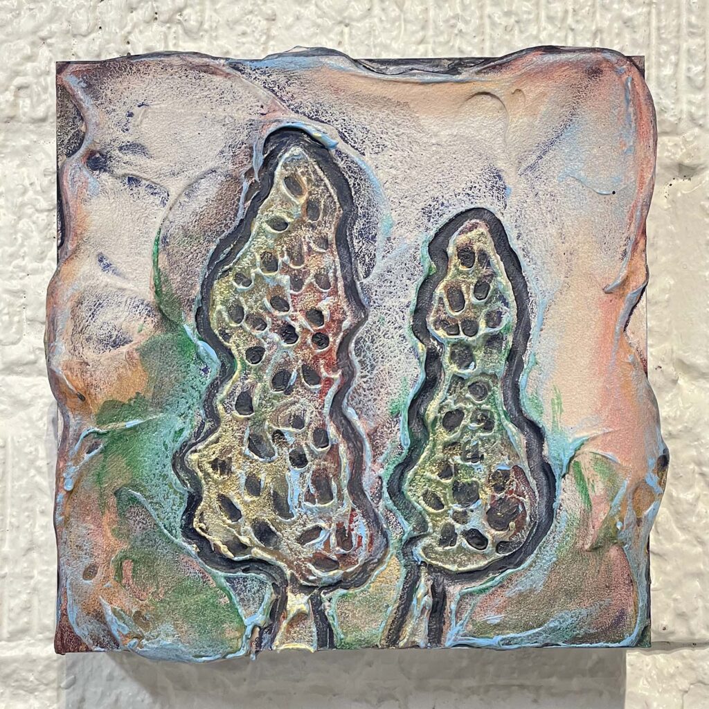Cheery Two mixed media mushroom painting