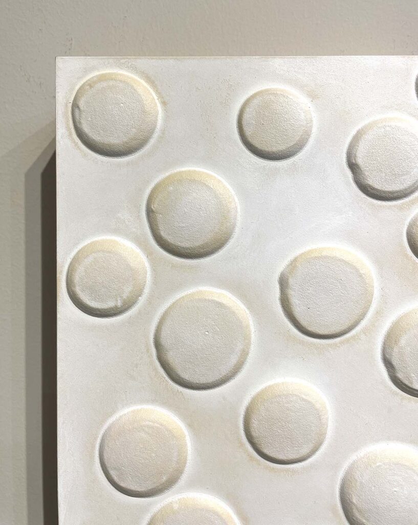 Don't Hurt One abstract circles plaster painting