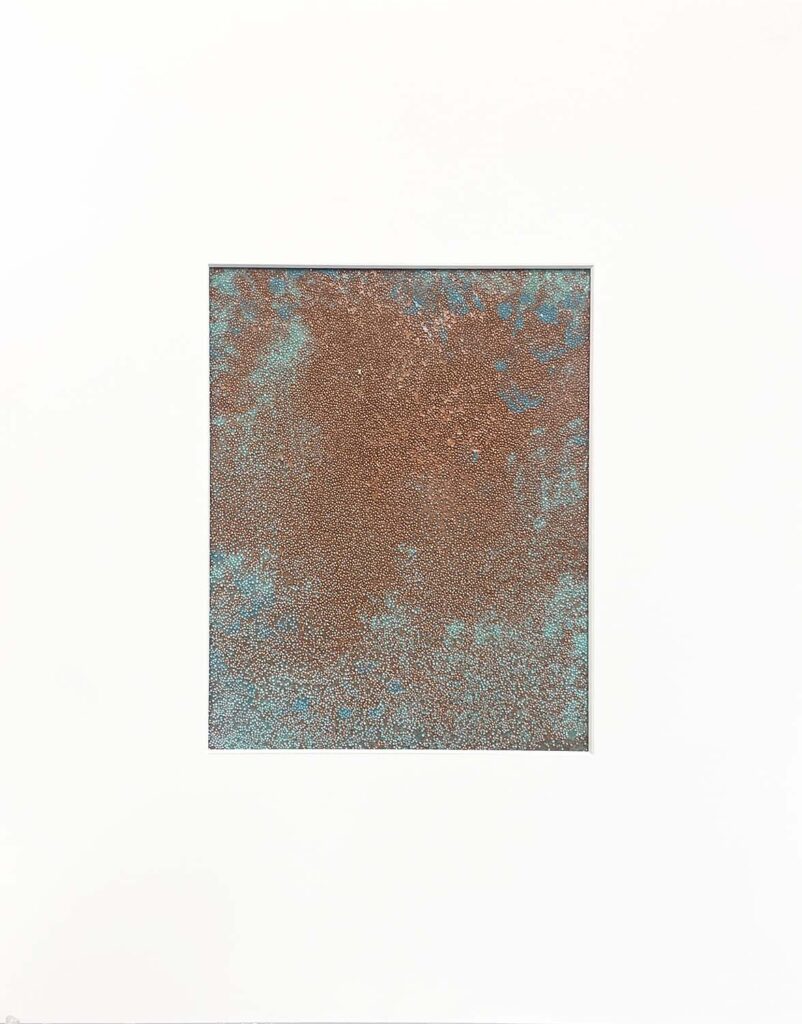 Don't Mess With Love abstract glass bead tarnished copper painting