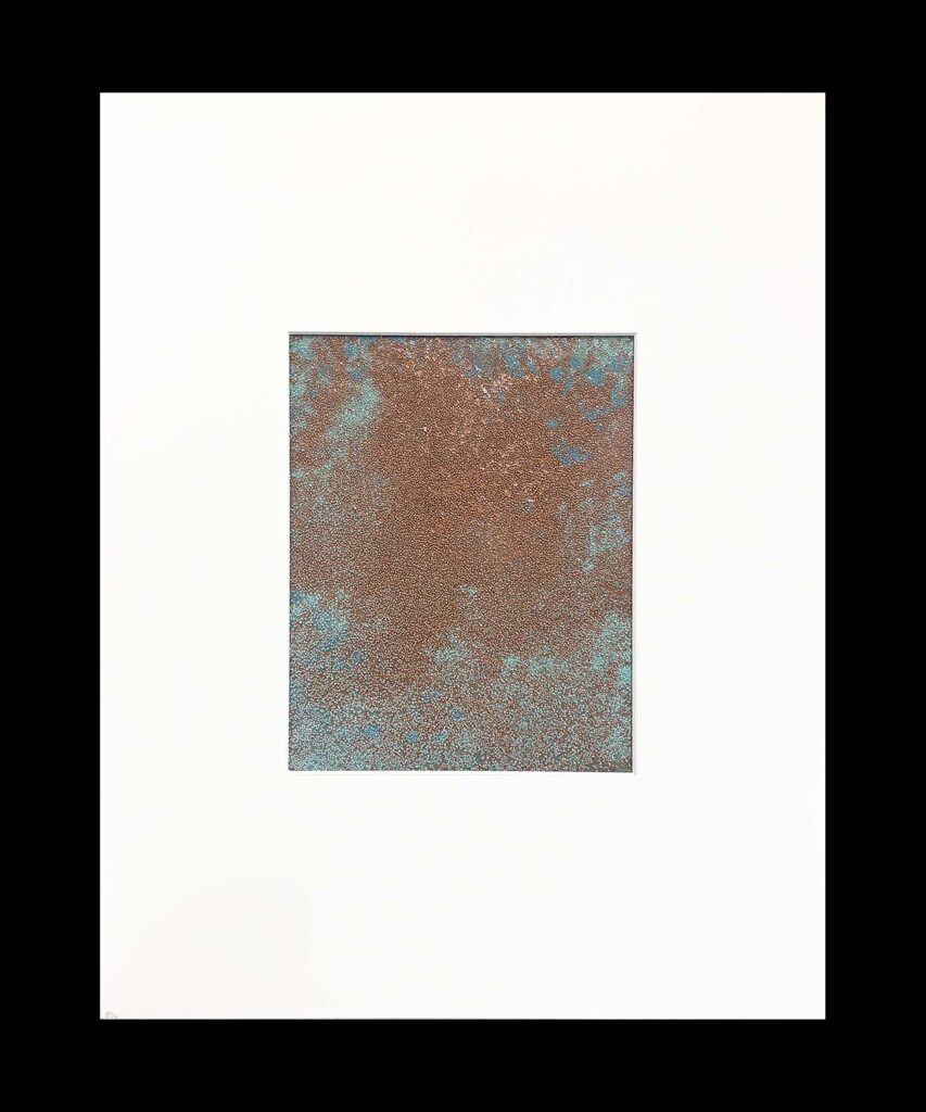 Don't Mess With Love abstract glass bead tarnished copper painting