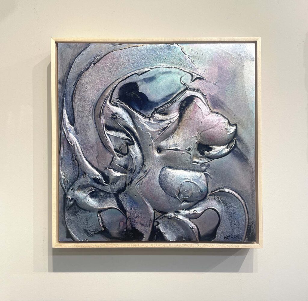 Ethereal One modern opal oil slick abstract heavy texture plaster painting