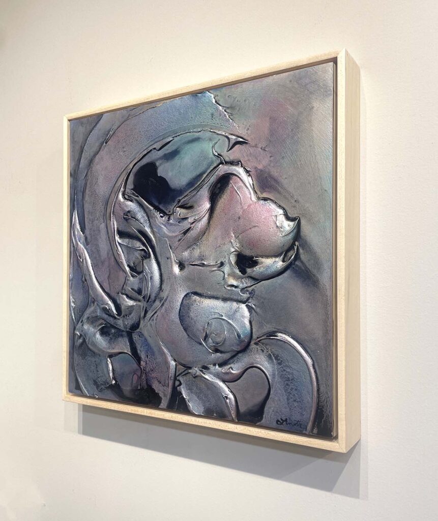 Ethereal One modern opal oil slick abstract heavy texture plaster painting