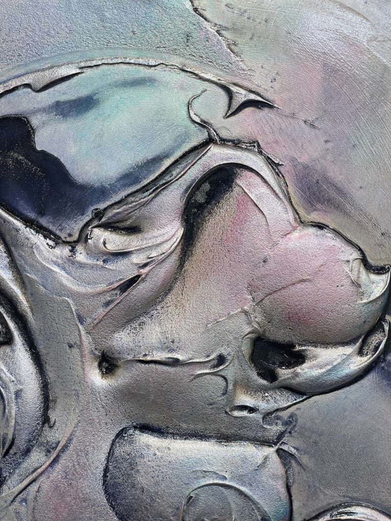 Ethereal One modern opal oil slick abstract heavy texture plaster painting