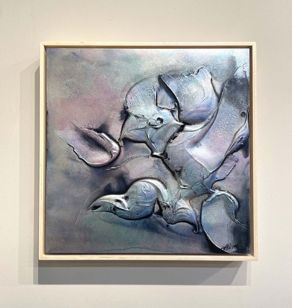 Ethereal Two modern opal oil slick abstract heavy texture plaster painting