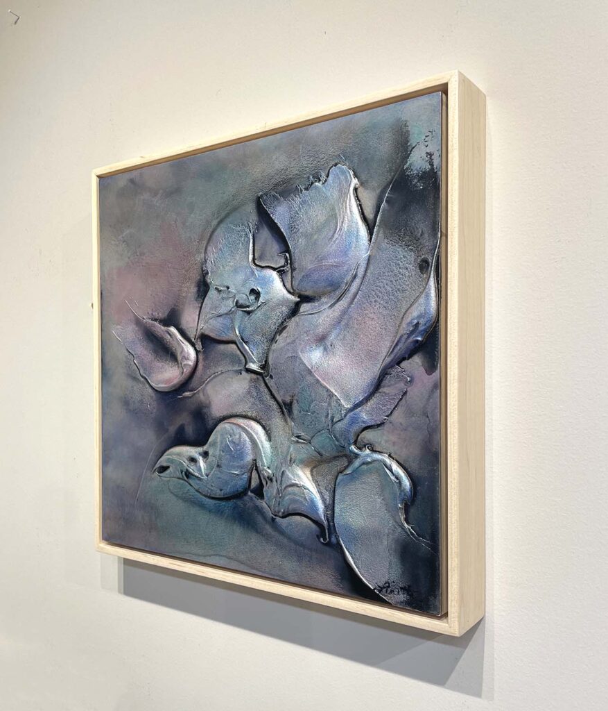 Ethereal Two modern opal oil slick abstract heavy texture plaster painting