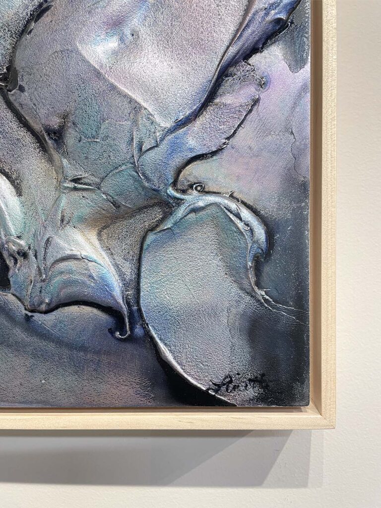 Ethereal Two modern opal oil slick abstract heavy texture plaster painting