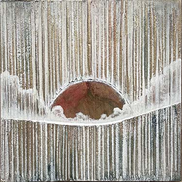 Far Far Away No. 1 abstract sunrise sunset landscape mixed media plaster painting