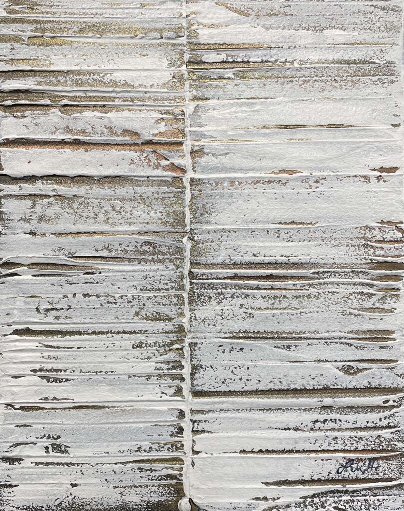 Feel Better original matted painting white gold copper