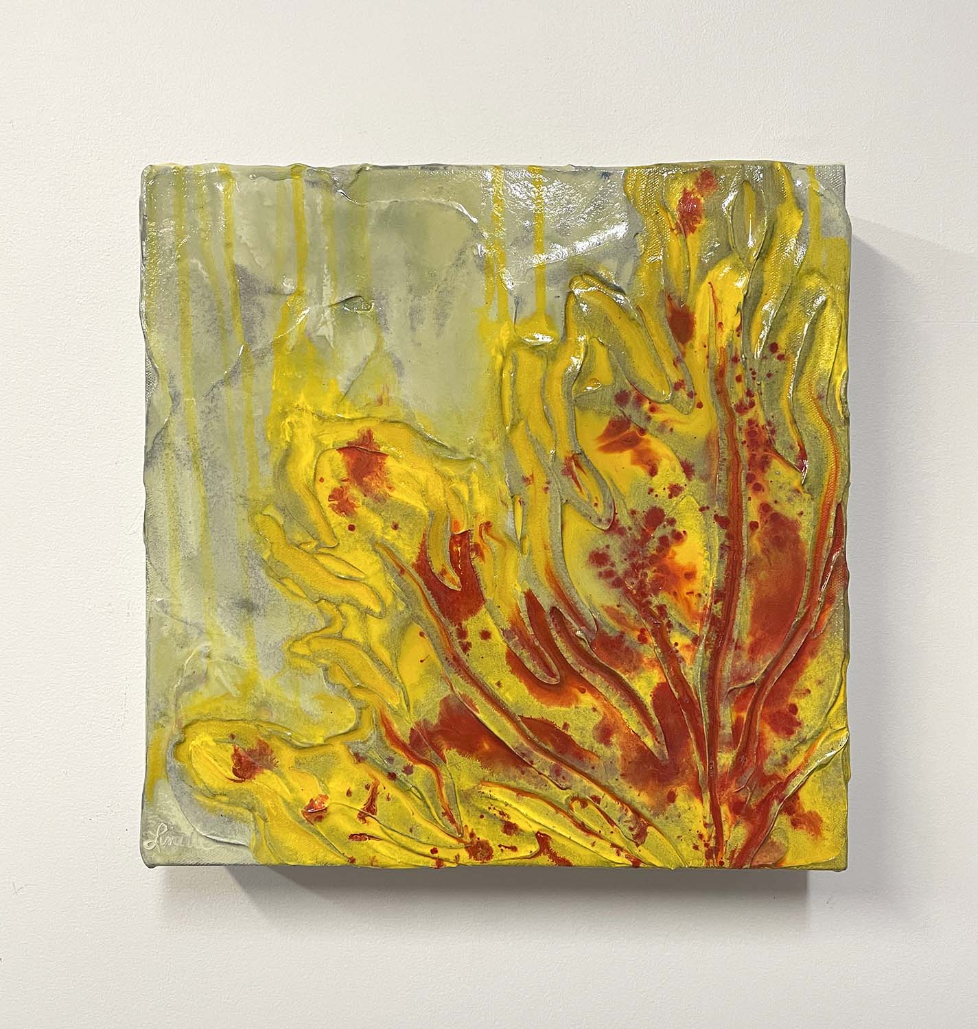 Finding Courage abstract leaf painting