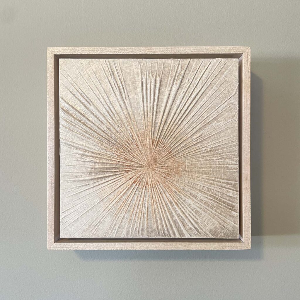 Finding Eachother Five original fine art painting tree rings with frame beige rust orange