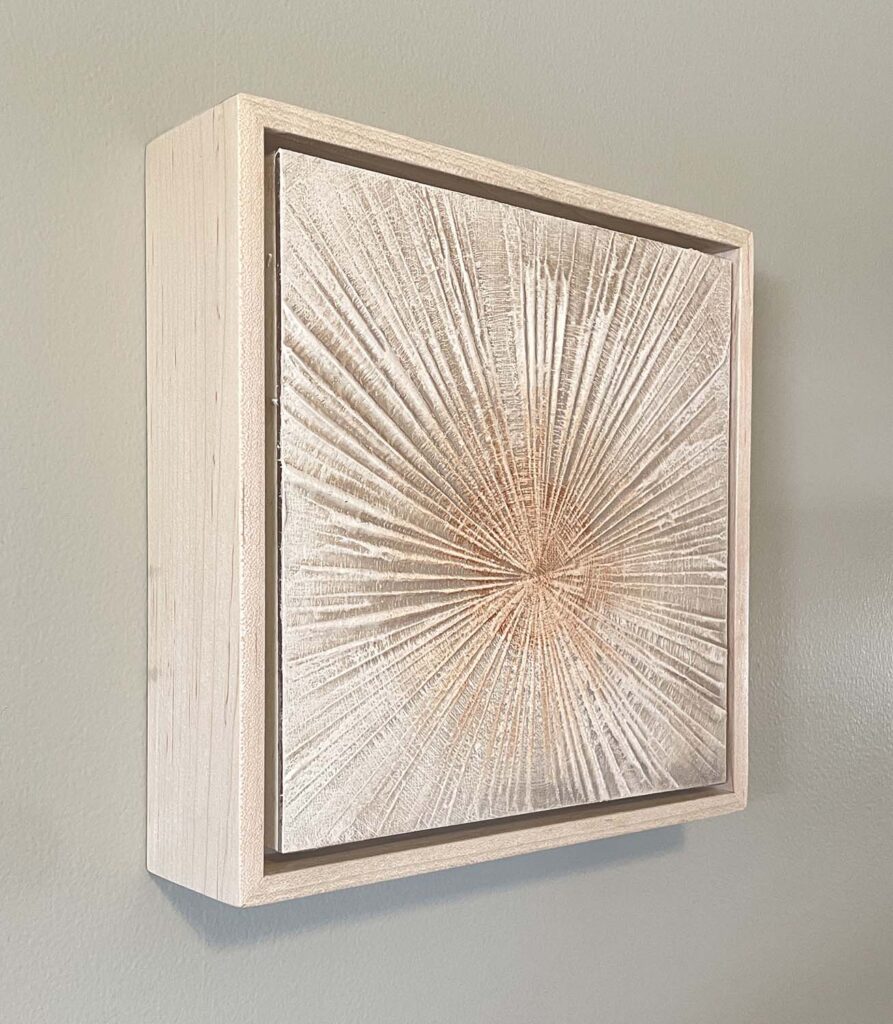 Finding Eachother Five original fine art painting tree rings with frame beige rust orange