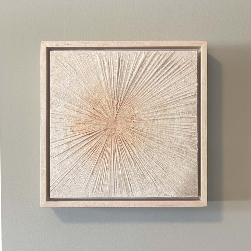 Finding Eachother Four original fine art painting tree rings with frame beige rust orange