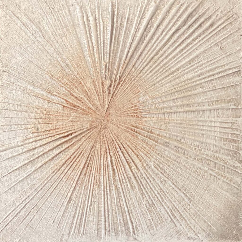 Finding Eachother Four original fine art painting tree rings with frame beige rust orange