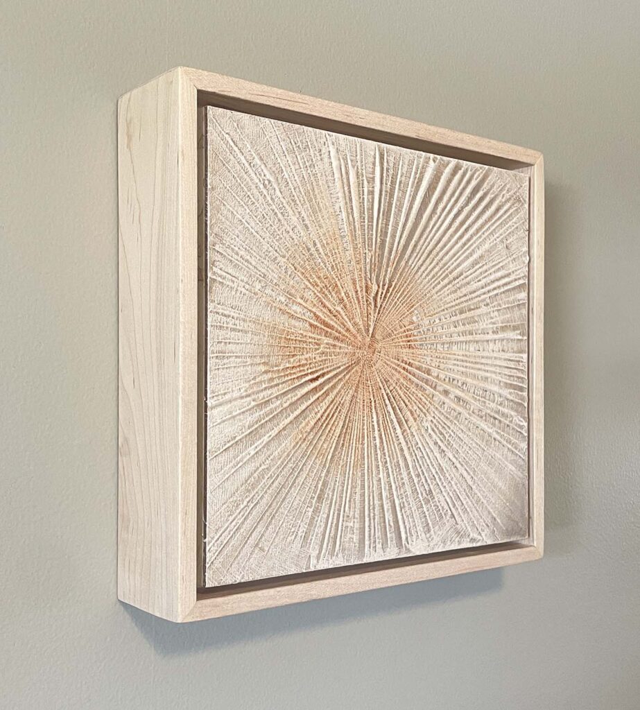 Finding Eachother Four original fine art painting tree rings with frame beige rust orange