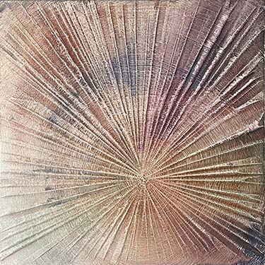 Finding Eachother One original fine art painting tree rings with frame beige rust purple green navy