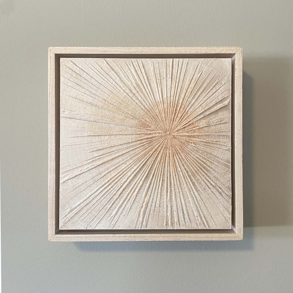 Finding Eachother Six original fine art painting tree rings with frame beige rust orange