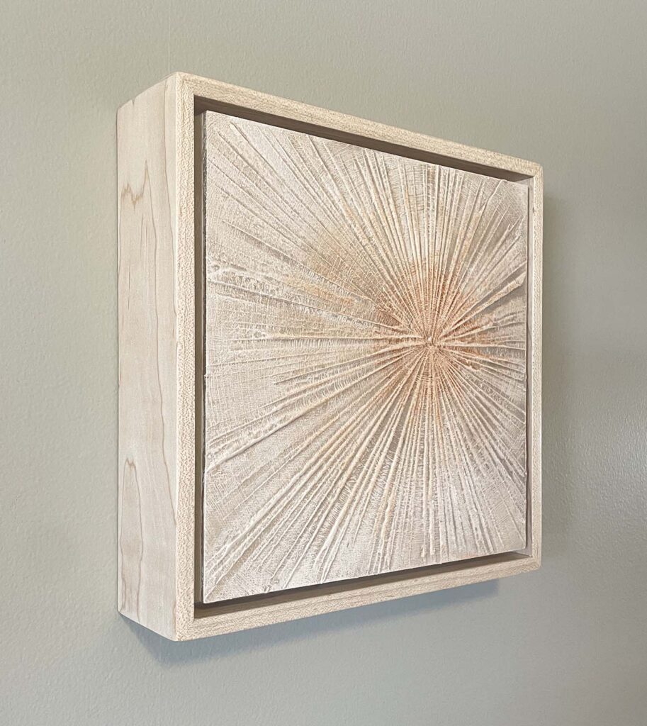 Finding Eachother Six original fine art painting tree rings with frame beige rust orange