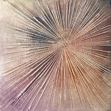 Finding Eachother Three original fine art painting tree rings with frame beige rust purple green navy