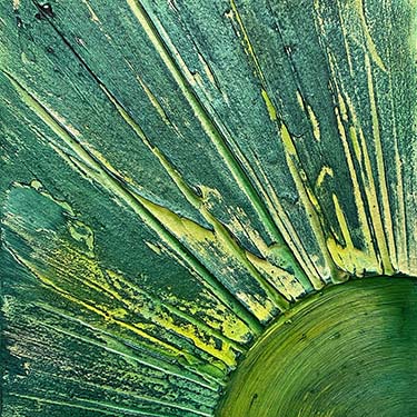 For Her original green yellow matted painting sun