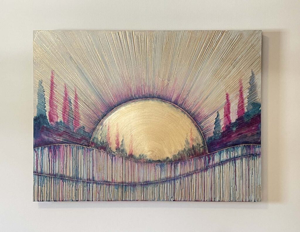 Glowing Up abstract landscape plaster painting