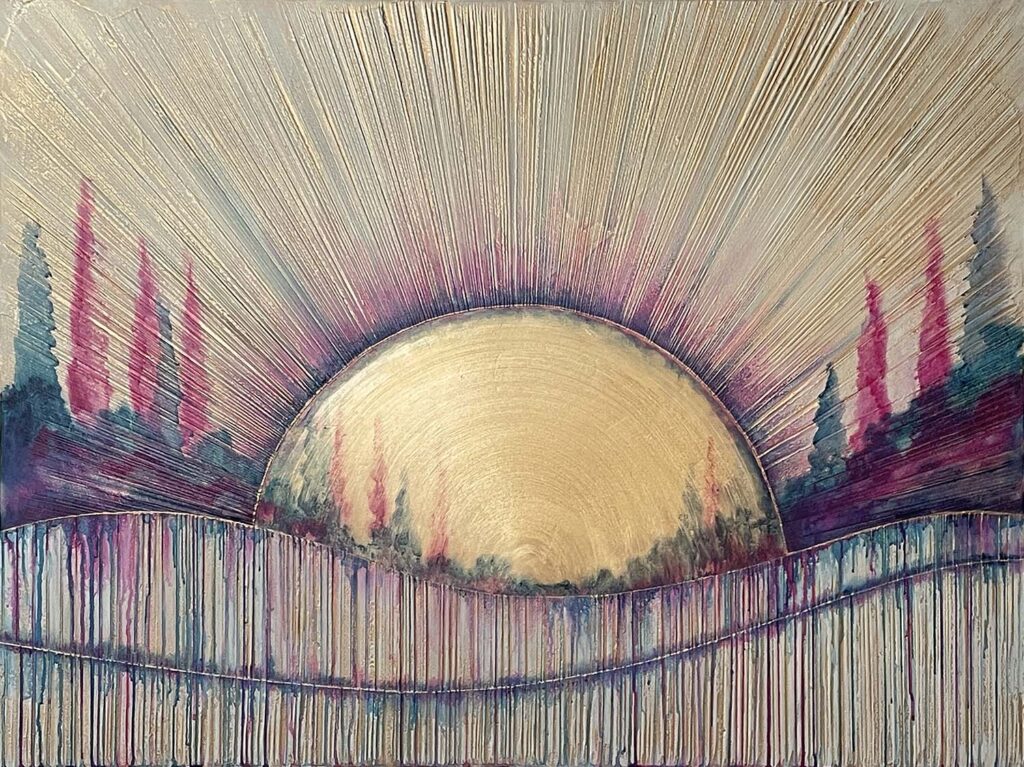 Glowing Up abstract landscape plaster painting