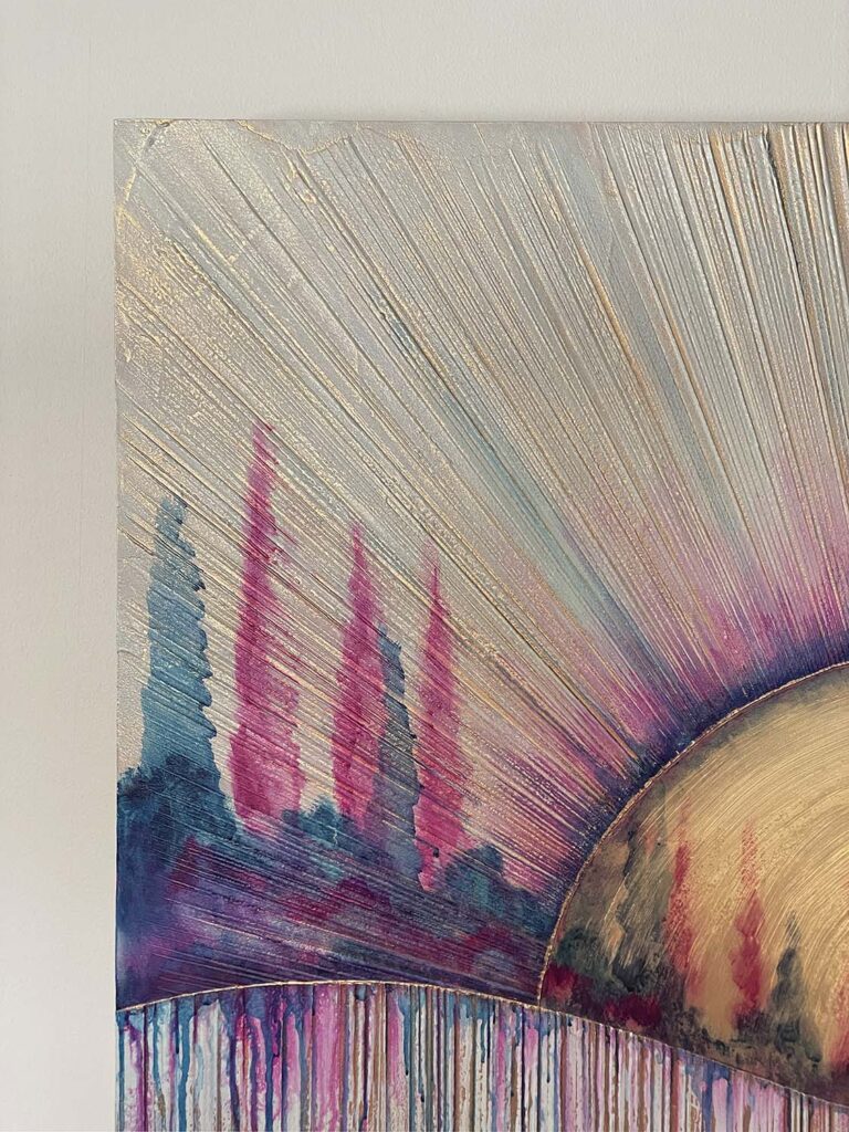 Glowing Up abstract landscape plaster painting