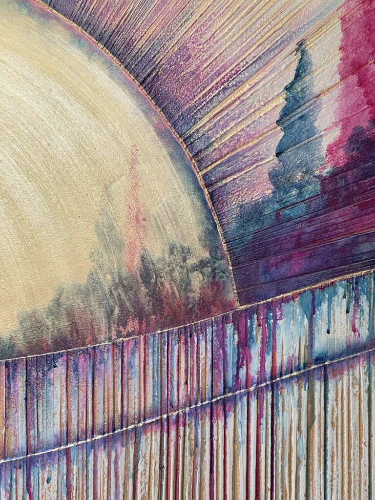 Glowing Up abstract landscape plaster painting