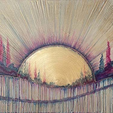 Glowing Up abstract landscape plaster painting