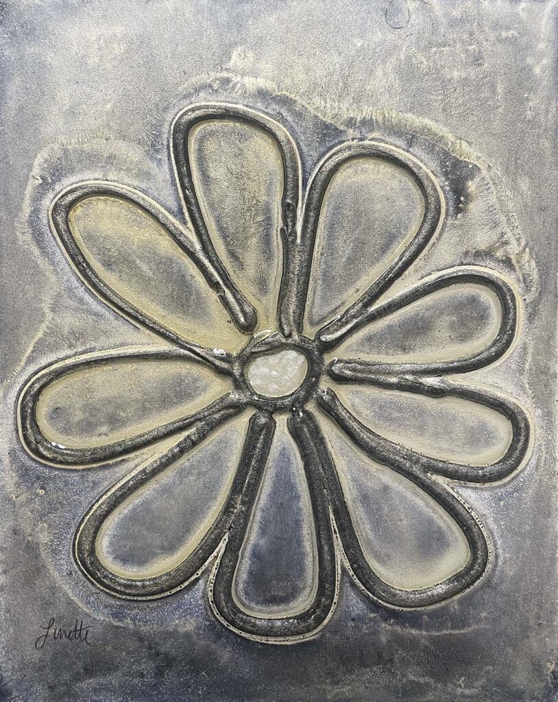 I Just original floral matted painting black navy beige