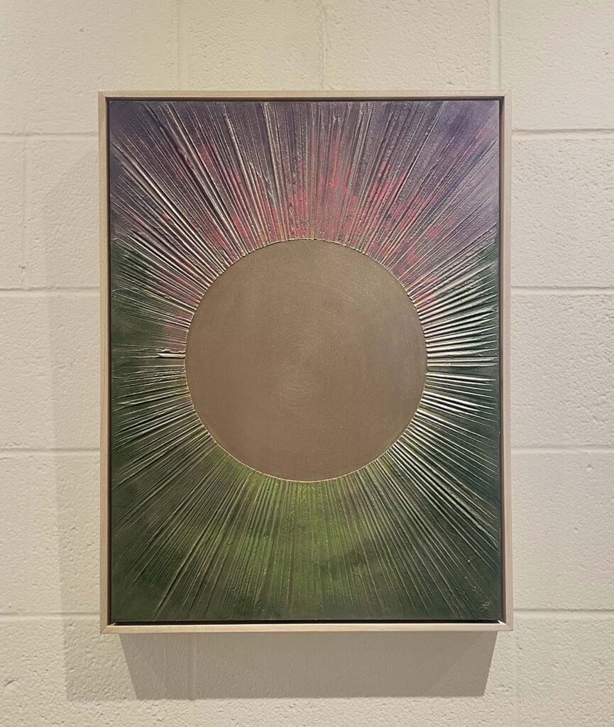 In the Morning Light original sunrise plaster painting gold green pink purple spring art