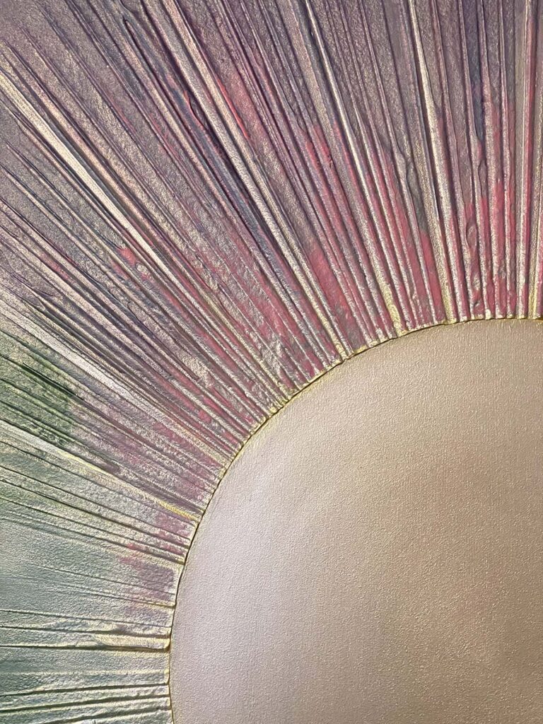 In the Morning Light original sunrise plaster painting gold green pink purple spring art