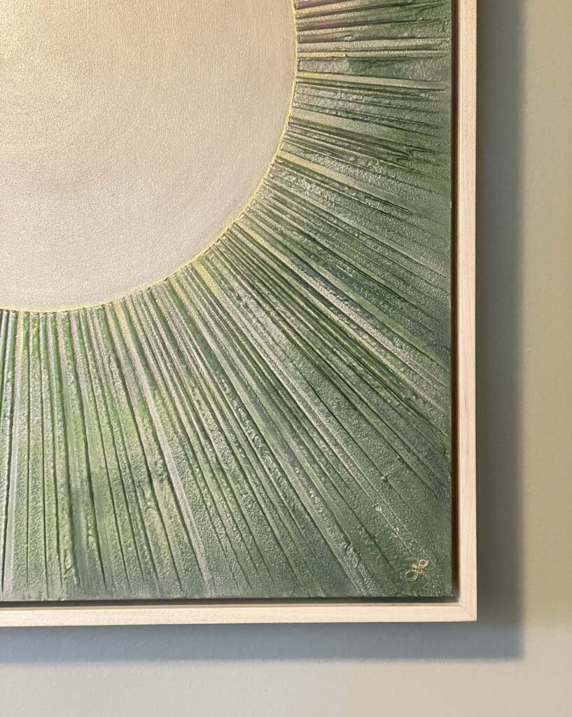 In the Morning Light original sunrise plaster painting gold green pink purple spring art