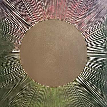 In the Morning Light original sunrise plaster painting gold green pink purple spring art