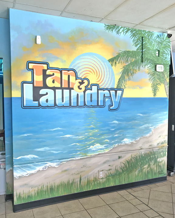 Tropical Sunset Signage Mural