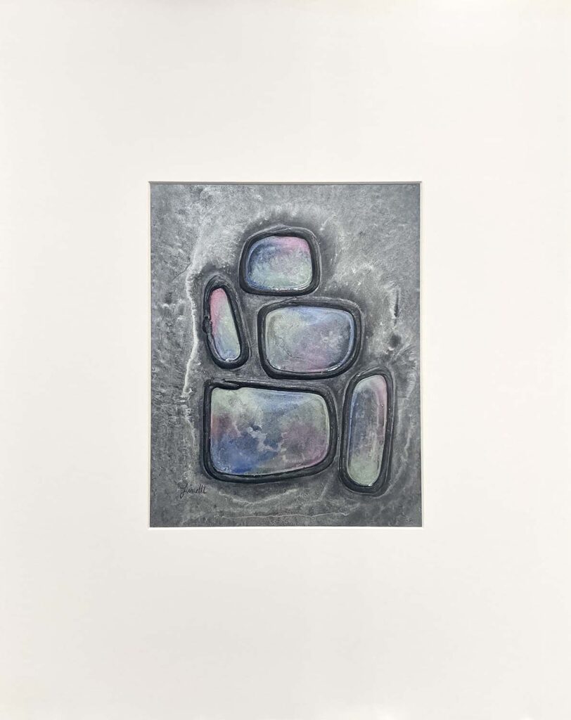 Let Me Go original matted painting silver black oil slick