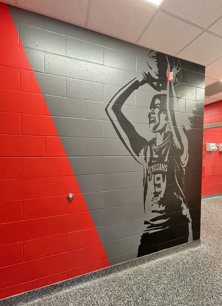 Center Grove locker room sports murals