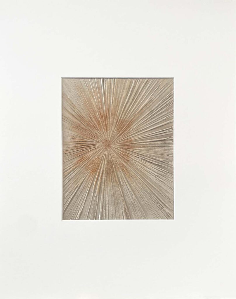 Masterpiece original starburst plaster painting orange gold cream matted