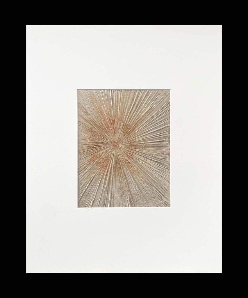 Masterpiece original starburst plaster painting orange gold cream matted