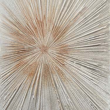 Masterpiece original starburst plaster painting orange gold cream matted