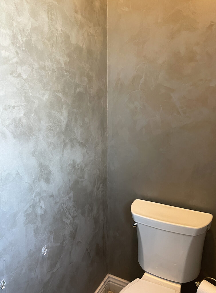 Smooth metallic plaster faux finish bathroom