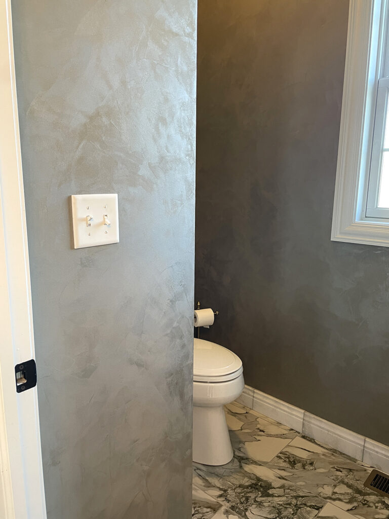 Smooth metallic plaster faux finish bathroom