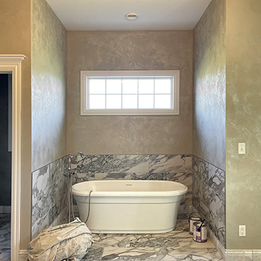 Smooth metallic plaster faux finish bathroom