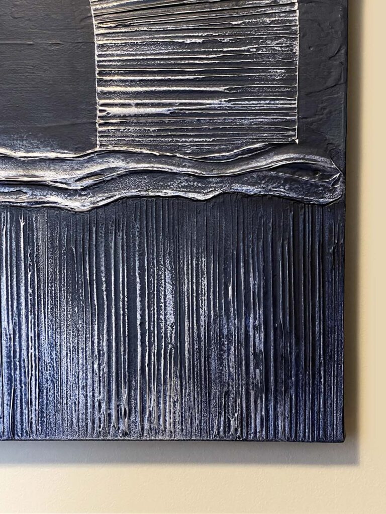 Moonlight Sonata original navy silver mixed media textured plaster painting