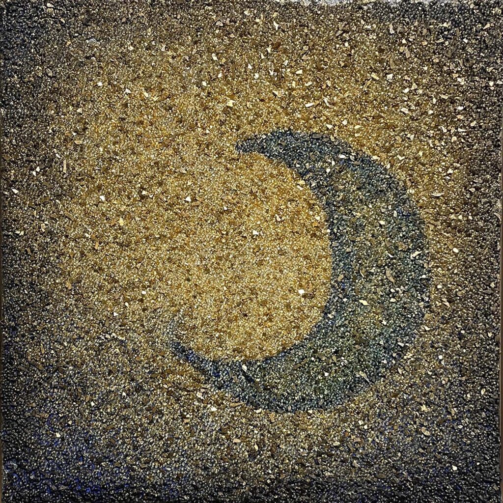 Off My Mind gold crystal moon painting