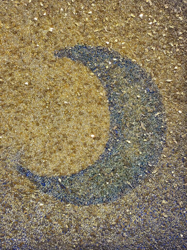 Off My Mind gold crystal moon painting