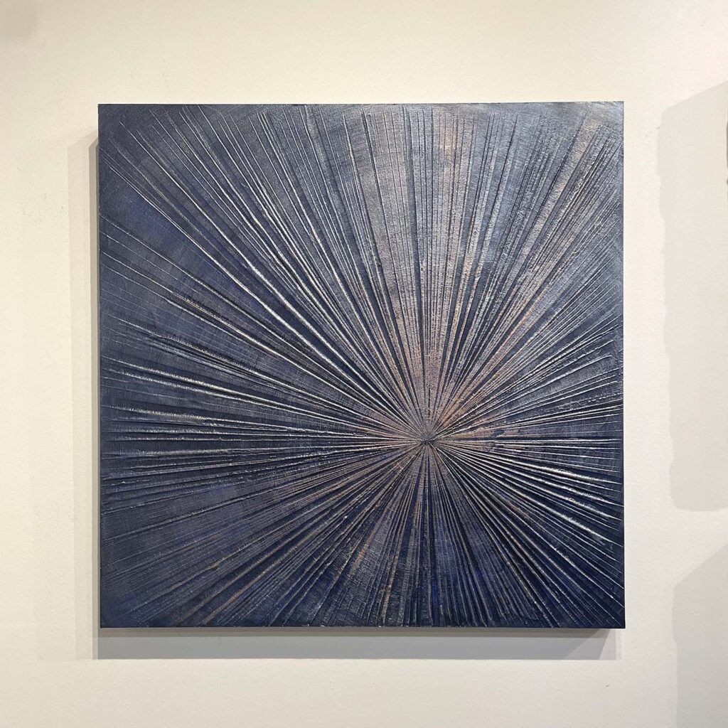 Open To It original starburst painting navy copper